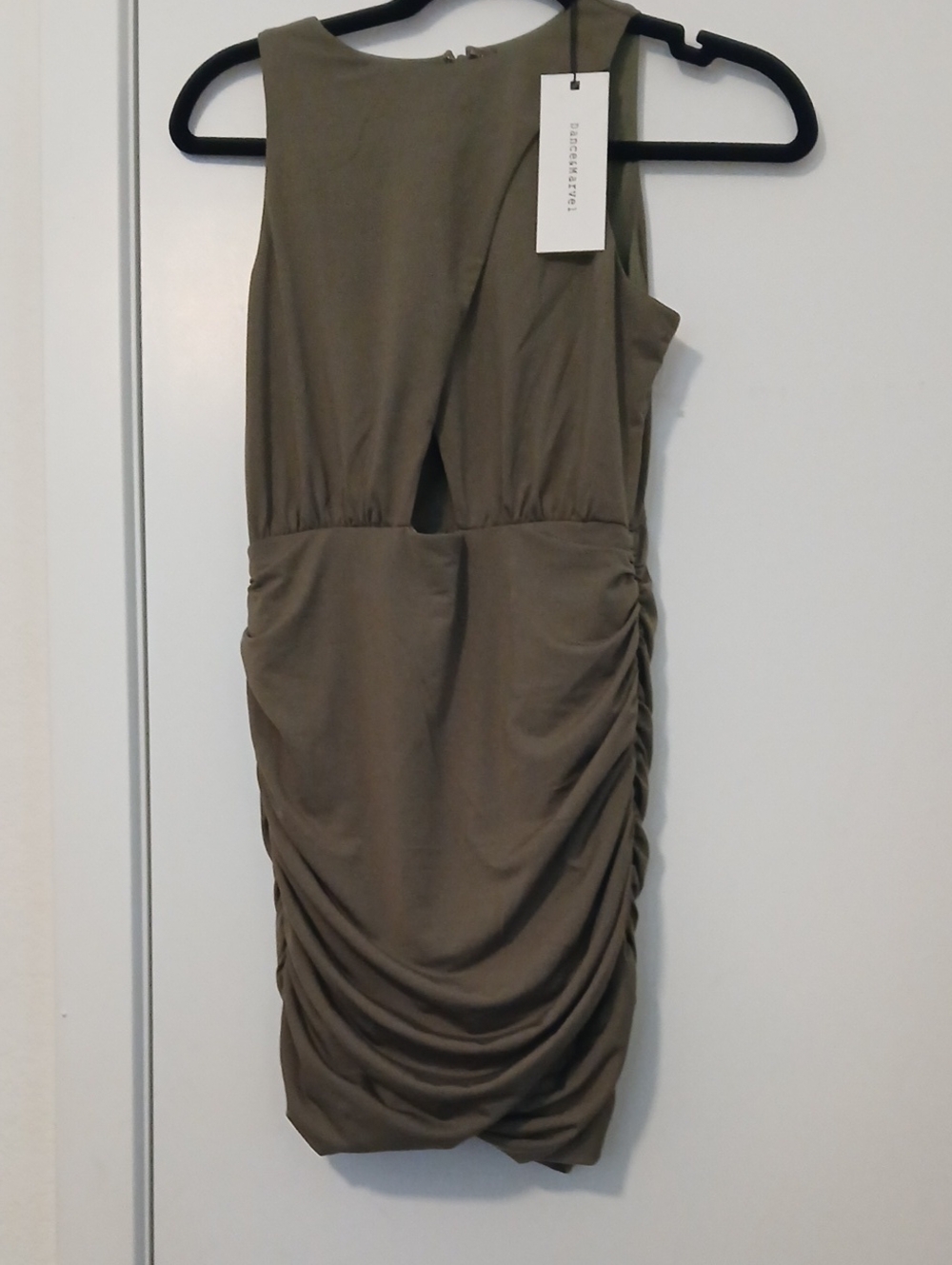 Dance & Marvel Olive Mini Dress with Ruched Sides